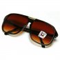 Retro Pilot Sunglasses Brown Vintage Hip Hop New