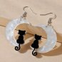 Cat On Moon Earrings ������