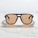 Black Tea Vintage Square Sunglasses for Women Men Thick Frame Double Bridges