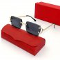 2025 Rimless Diamond C Cut Lens Sunglasses Men Luxury Square Black UV400 Eyewear