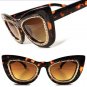 Womens Bold Glamorous Tortoise Cat Eye Sunglasses Gold Detail Around