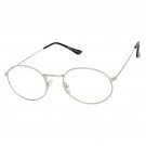 Retro Round Clear Lens Glasses Silver Frame Oval Eyewear Vintage Style Unisex