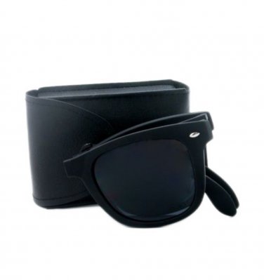 Matte Black Square Folding Sunglasses 4105 &acirc;�� Classic Style + Case Included
