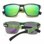 Polarized Square Sunglasses Men Women UV400 Sport Driving Shades Green Mirror