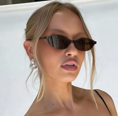 Retro Oval Frame Sunglasses Fashion Personalized Trendy Small Frame Sunglasses