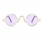 Retro Round Purple Lens Sunglasses – Gold Metal Frame Vintage Hippie Festival UV