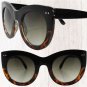 Oversized Retro Stylish Womens Round Cat Eye Sunglasses Black & Tortoise Frame