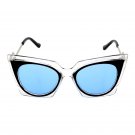 Women’s Retro Cat Eye Sunglasses Clear Frame Blue Pink Black Lens UV400
