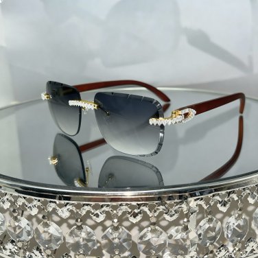 2025 Iced Out Diamond Rapper Sunglasses Men Women Luxury Fashion Square Shades