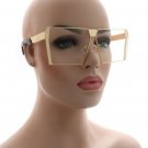 Women’s Oversized Gold Square Frame Clear Lens Fashion Sunglasses