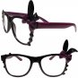 Bunny Ears Fun Party Colorful Cute Heart Accent Black Purple Clear Lens Glasses