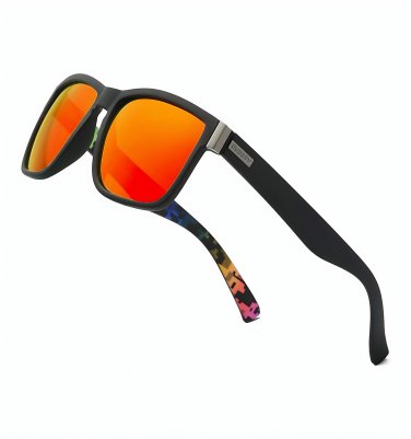 Polarized Square Sunglasses Men Women UV400 Red Mirror Lens Retro Sport Shades