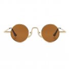 Retro Round Metal Sunglasses – Gold Frame with Brown Lenses, UV400 Protection