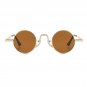 Retro Round Metal Sunglasses – Gold Frame with Brown Lenses, UV400 Protection
