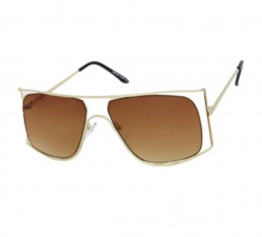 Oversized Classic Elegant Modern Hip Hop Shield SUNGLASSES Large Big Gold Frame