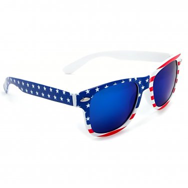KIDS SIZE USA American Flag Sunglasses Classic Boy Girl Small Blue Mirror Lens
