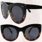 Oversized Classic Stylish Womens Round Cat Eye Sunglasses Black & Tortoise Frame