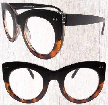Womens Oversized Exaggerated Cat Eye Clear Lens Eye Glasses Black Tortoise Frame