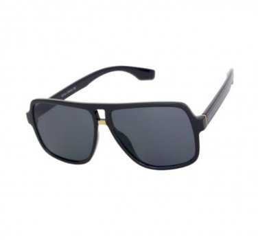 Mens Polarized Aviator Sunglasses Black Frame Dark Lens UV400 Retro M Jacob Fash