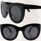 Oversized Classic Retro Look Stylish Womens Round Cat Eye Sunglasses Black Frame