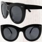 Oversized Classic Retro Look Stylish Womens Round Cat Eye Sunglasses Black Frame