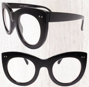 Womens Oversized Exaggerated Retro Cat Eye Clear Lens Eye Glasses Black Frame