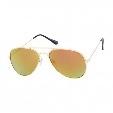 Kids Gold Frame Mirrored Sunglasses 52mm Youth Teen UV400 Reflective Shades