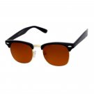 Classic Vintage Retro Style Horn Rimmed Amber Blue Blocker Driving Sunglasses