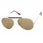 Classic Pilot Sunglasses Men Women Metal Frame Brown Glass Lens Brown Bridge Bar