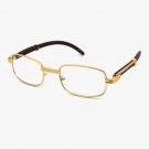 Men's CONTEMPORARY Clear Lens EYE GLASSES Small Gold & Wood Wooden Effect Frame