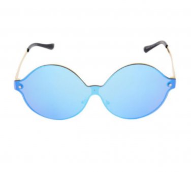 Round Oval Metal Frame Vintage Fashion Sunglasses Flat Mirror Lens UV 400