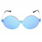 Round Oval Metal Frame Vintage Fashion Sunglasses Flat Mirror Lens UV 400
