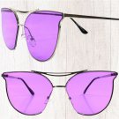 Womens Silver & Purple Modern Unique Design Classic Cat Eye Frame Sunglasses