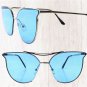 Modern Elegant Design Classic Cat Eye Frame Chic Womens Silver & Blue Sunglasses