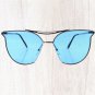 Modern Elegant Design Classic Cat Eye Frame Chic Womens Silver & Blue Sunglasses