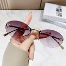 Fashion Rimless Oval Sunglasses Women UV400 Retro Diamond “F” Luxury Eyewear