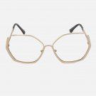 OVERSIZE CLASSIC 70s RETRO Style Clear Lens EYE GLASSES Large Gold Hexagon Frame