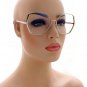 OVERSIZE CLASSIC 70s RETRO Clear Lens EYE GLASSES Large Silver Hexagon Frame