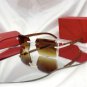 2026 Fashion Square Rimless Cut Lens Sunglasses Vintage Rhinestone Luxury Brown