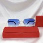 2026 Fashion Square Rimless Cut Lens Sunglasses Vintage Rhinestone Luxury - Blue