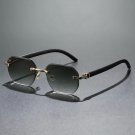 Rimless Green Gradient Sunglasses Luxury Gold Metal Frame Unisex 60mm