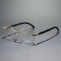 Rimless Square Sunglasses Gold Metal Frame Black Temples Lightweight Unisex