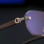 Rimless Square Sunglasses Gold Metal Frame Black Temples Lightweight Unisex