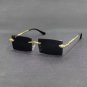 Luxury Rimless Rectangle Sunglasses – Gold Metal Frame & Black Lenses