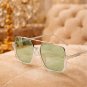 Vintage Double Bridge Oversized Sunglasses Clear Frame Green Lens Women Men UV