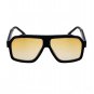Oversized Square Sunglasses Black Frame Gold Gradient Lenses Unisex Fashion