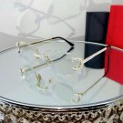 Luxury Rimless Round Diamond Cut Sunglasses Clear Lens Gold Frame High-Quality