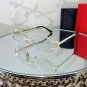 Luxury Rimless Round Diamond Cut Sunglasses Clear Lens Gold Frame High-Quality