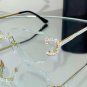 Luxury Rimless Round Diamond Cut Sunglasses Clear Lens Gold Frame High-Quality