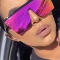 Oversized Shield Sunglasses Purple Mirror Lens Flat Top Unisex Fashion Shades